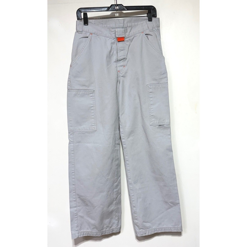 Jordache Grey Carpenter Utility Pants Wide Leg Cotton Size 11/12 Y2K Streetwear